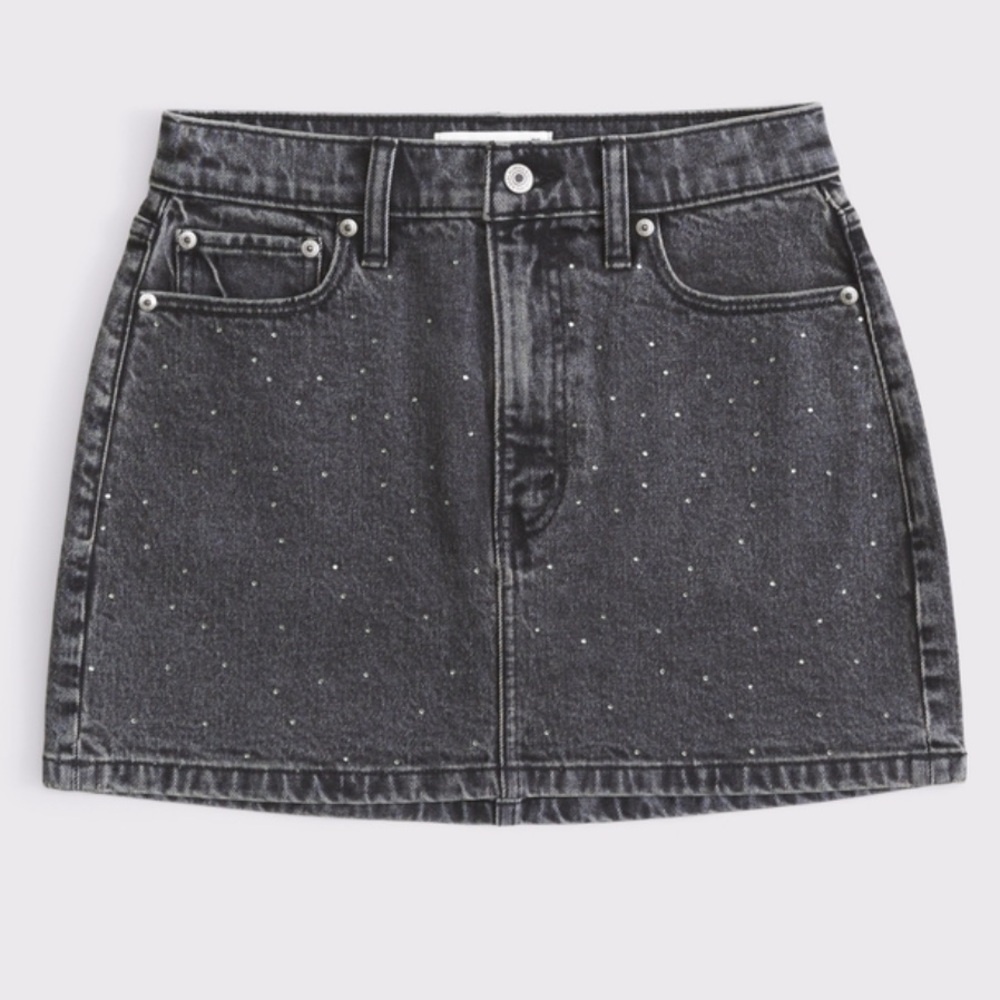 A&F High Rise Gray Denim Mini Skirt